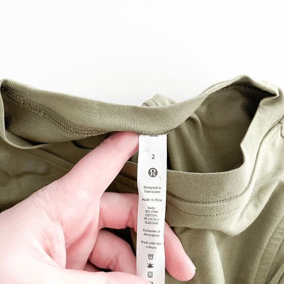 Lululemon Athletica Womens Cotton Wrap Front 3/4 Sleeve T Shirt Dress Green 2 - Picture 3 of 5